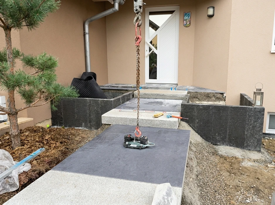 Jardin en cours d'aménagement paysager extérieur